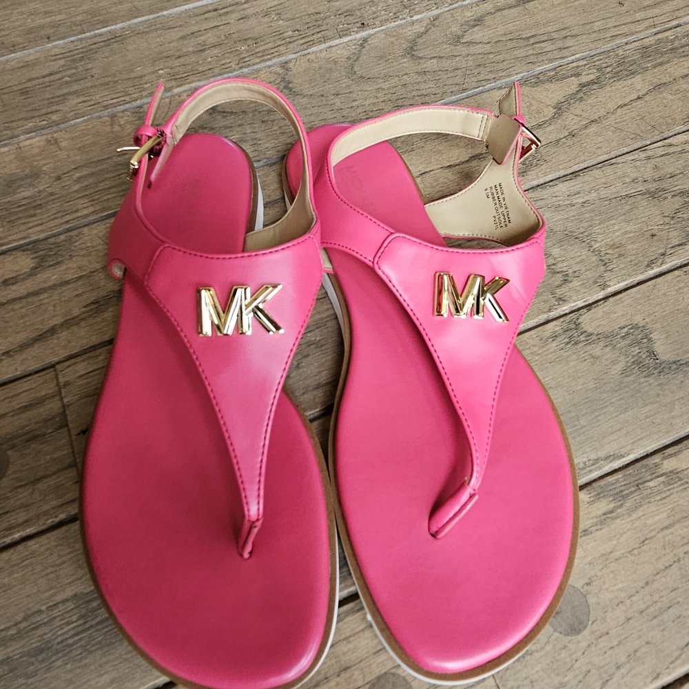Michael Kors Fuchsia Sandals with Gold Accents